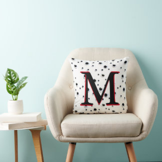 Googly Ögon Black and White Red Trendig Monogram Kudde
