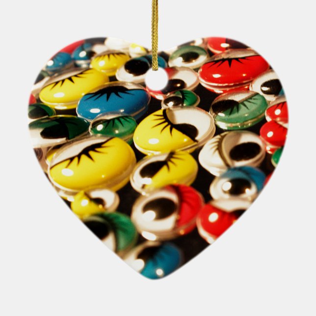 Googly ögon dubblerar sidjulprydnaden julgransprydnad keramik (Baksidan)