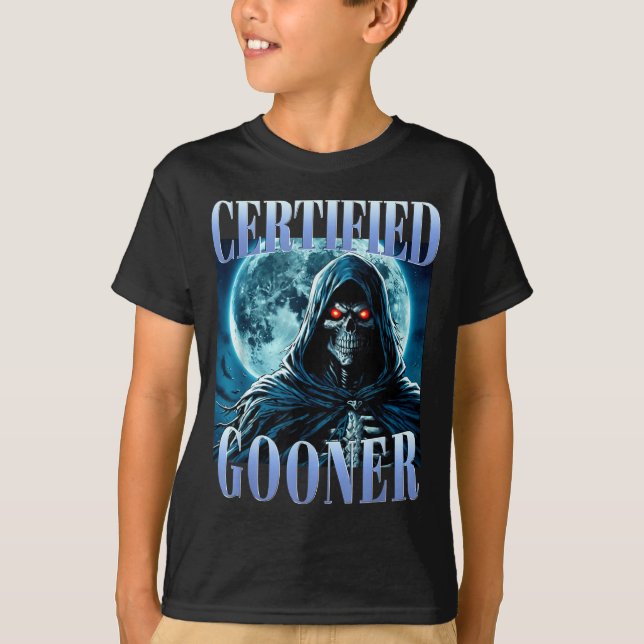 Goon Funny Gooning Meme Skeleton Certified Gooner  T Shirt (Framsida)