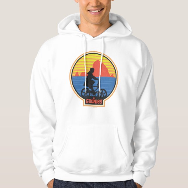 Goonies Retro Mikey Riding Bike Graphic Hoodie (Framsida)