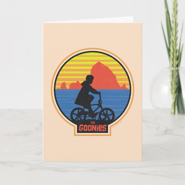 Goonies Retro Mikey Riding Bike Graphic Kort (Framsida)