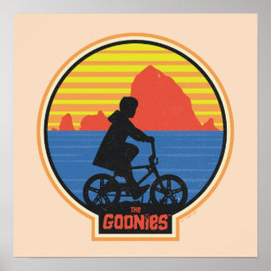 Goonies Retro Mikey Riding Bike Graphic Poster
