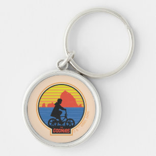 Goonies Retro Mikey Riding Bike Graphic Rund Silverfärgad Nyckelring