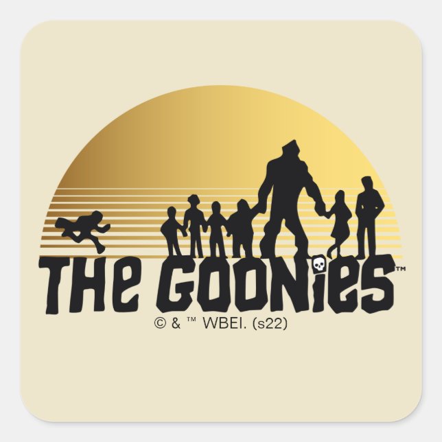 Goonies Sunset Silhouette Graphic Fyrkantigt Klistermärke (Framsida)
