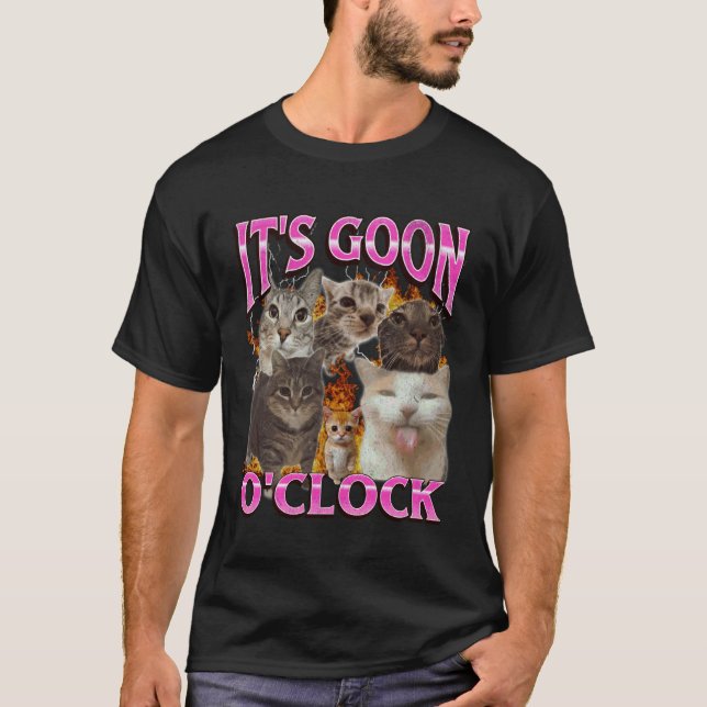 Gooning O'clock Roligt Katt Meme Bootleg Grafisk T Shirt (Framsida)