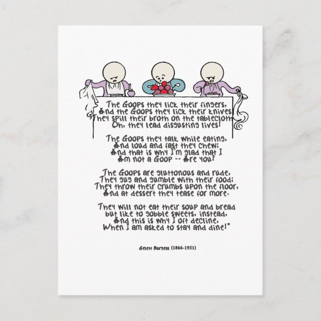 Goopsen slickar de deras fingrar vykort (Framsida)