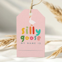 Goose Adoption Stuffie Rosa Birthday Favor Presentetikett