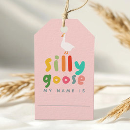 Goose Adoption Stuffie Rosa Birthday Favor Presentetikett