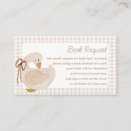 Goose Beige Gingham Baby Shower Book Request Card Tilläggskort