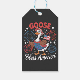 Goose Bless America Goose Bird 4:e juli Presentetikett