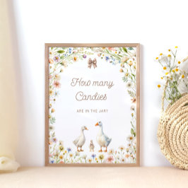 Goose Blommigt Baby Shower gissar hur många kanine Poster