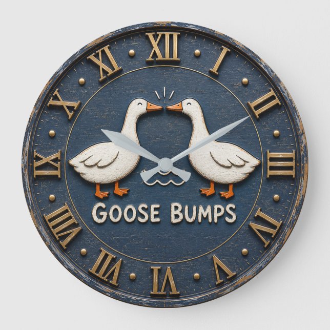 Goose Bumps Funny Goose Pun Farmhouse  Stor Klocka (Framsida)