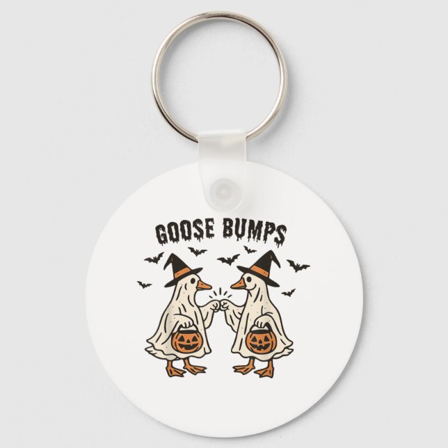 Goose Bumps Halloween Goose Ghost Pumpkin Goose Fi Nyckelring (Framsida)