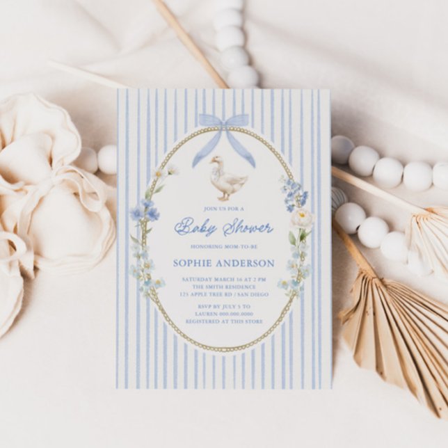 Goose Cottage Blue Baby Shower Inbjudningar (Skapare uppladdad)