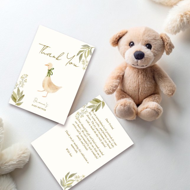 Goose-daghem Rhymes babydusch Tack Kort (Goose nursery rhymes boho baby shower thank you cards)