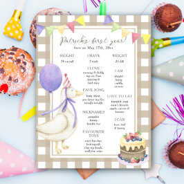 Goose First Birthday Milestone Birthday Poster