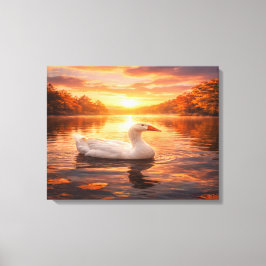 Goose Floating on a Misty Lake Canvastryck