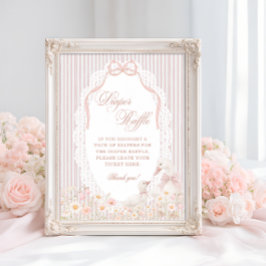 Goose Flower Lace Girl Baby Shower Diaper Raffle Poster