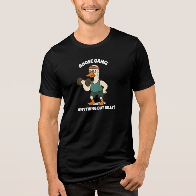 Goose Gainz – Funny Goose Gym Workout Design T Shirt (Framsida)