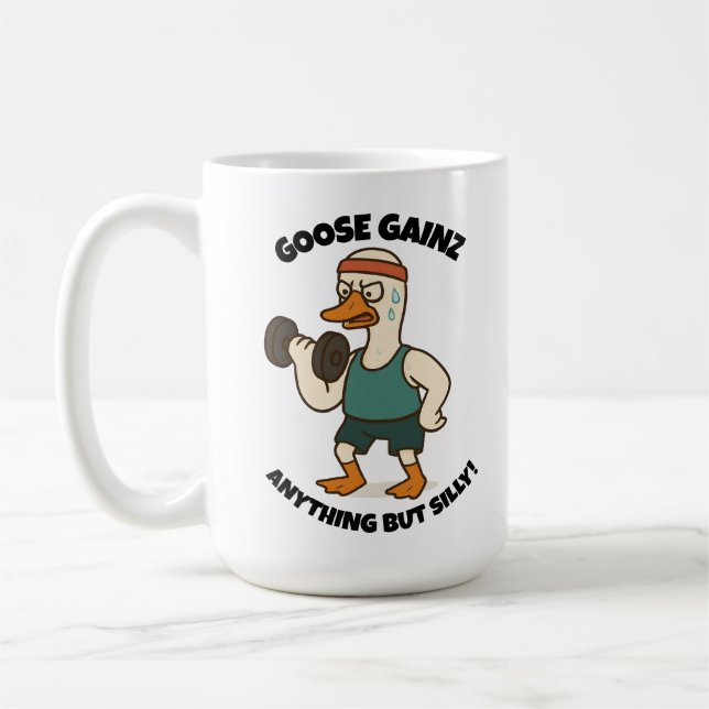 Goose Gainz – Rolig Goose Gym Träningsdesign Kaffemugg (Vänster)