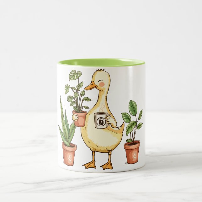 Goose Gardening Mug - Powered by Plants & Coffee  Två-Tonad Mugg (Center)