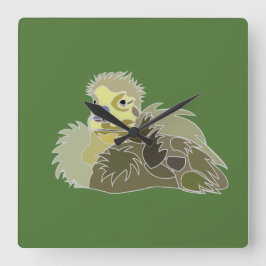 Goose Gosling Baby Goose Fyrkantig Klocka