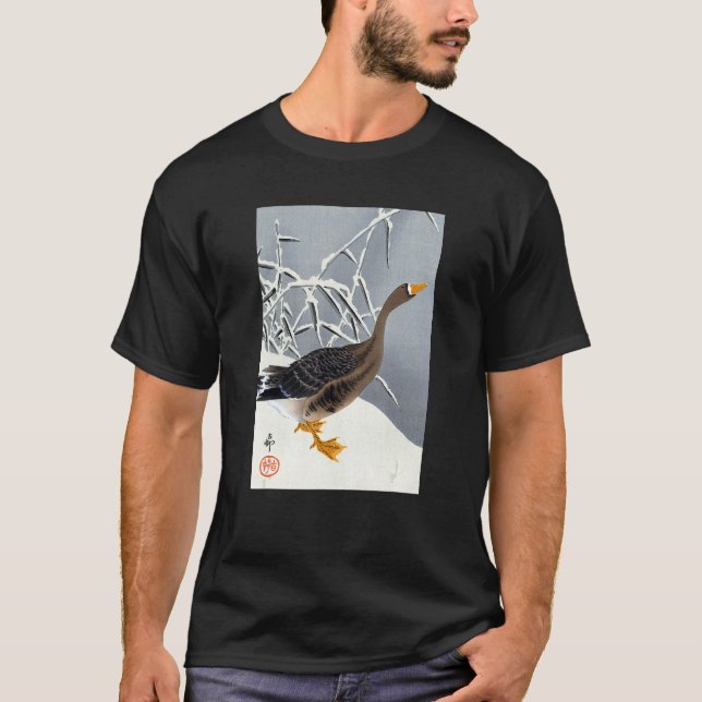 Goose in the Snow by Ohara Koson T Shirt (Framsida)