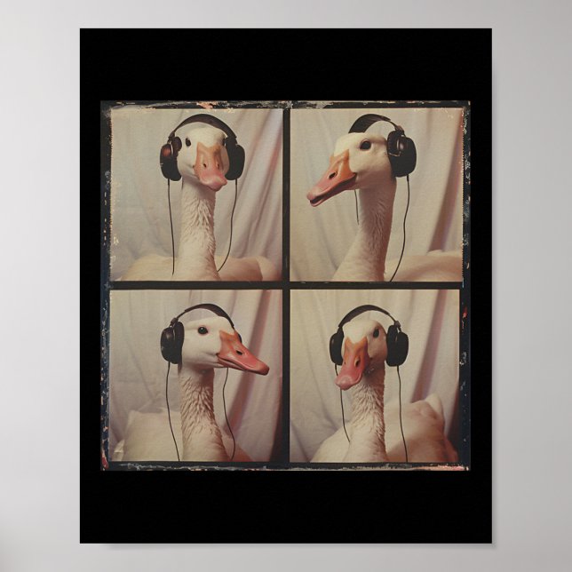 Goose Listning to Music Autistic Goose Älskare Aut Poster (Framsidan)