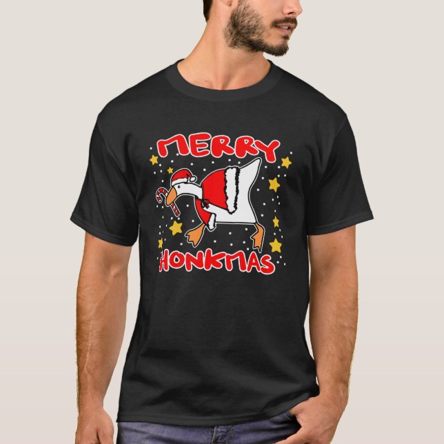 Goose Murder Meme Candy cane Merry Honkmas Christm T Shirt (Framsida)