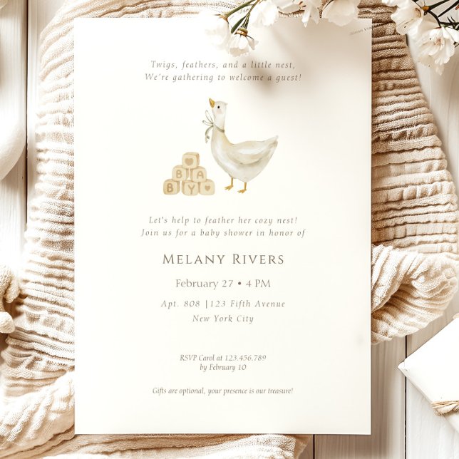 Goose Nest Neutral Baby Shower Invitation Inbjudningar (Skapare uppladdad)