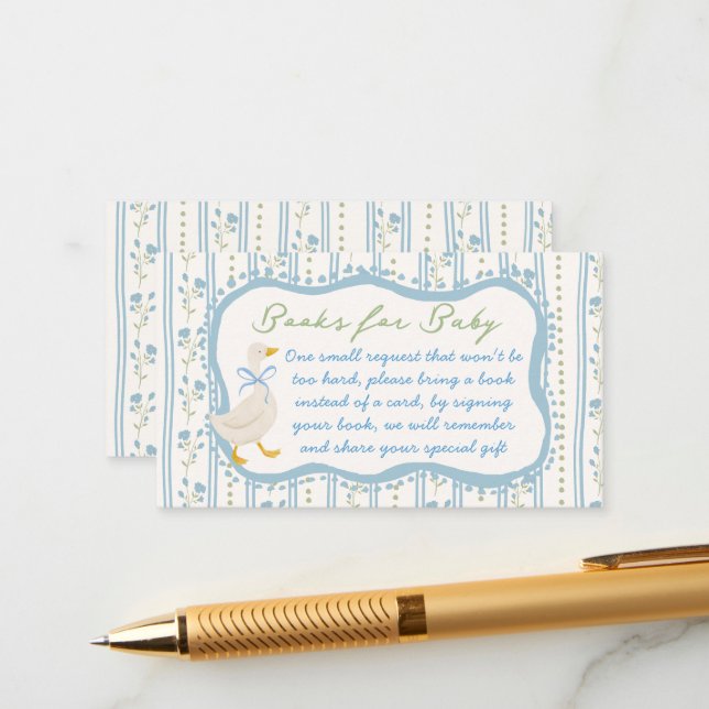 Goose nursery rhymes baby shower book request tilläggskort (Fram/Back In Situ)