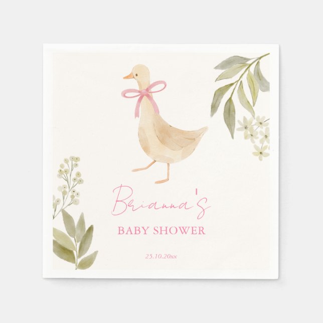 Goose nursery rhymes baby shower monogrammed pappersservett (Framsidan)