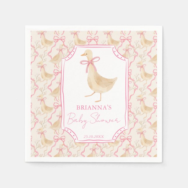 Goose nursery rhymes baby shower monogrammed pappersservett (Framsidan)