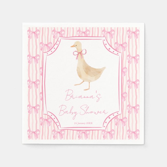 Goose nursery rhymes baby shower pink personalized pappersservett (Framsidan)