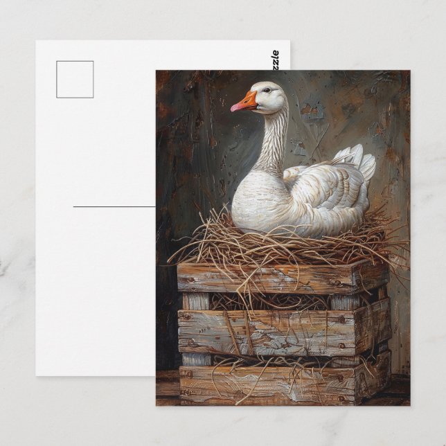Goose på en kapslad målning vykort (Fram/baksida)