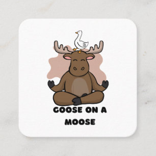 Goose på en moose Animal Funny Fyrkantigt Visitkort