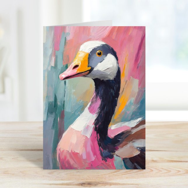 Goose Porträtt Modern Impressionist Art Kort (Skapare uppladdad)
