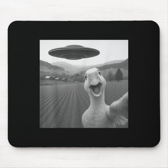 Goose Selfie with Alien Ufo Funny För manar Women  Musmatta (Framsidan)
