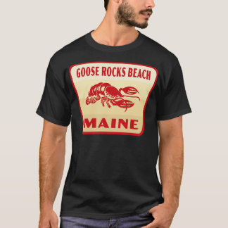 Goose Sten Beach Maine Retro Badge Tan T Shirt