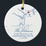 Goose Sten Beach ME Karta Bröllop Photo jul Julgransprydnad Keramik<br><div class="desc">Minneshögtidlighålla er speciella dag med vår Personlig Navy Blue Goose Sten Beach Karta Keepsaké-julprydnad. Med en elegant karta av Goose Sten Beach och Cape Porpoise, Maine, är detta prydnadsföremål perfektens kustmemorandum. Anpassa den med ditt bröllop-foto på baksidan för att skapa en omhuldad helgdag keepy. Perfekt för par gift vid Goose...</div>