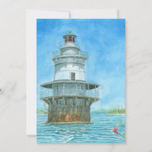 Goose Sten Lighthosue Watercolor Inbjudningar