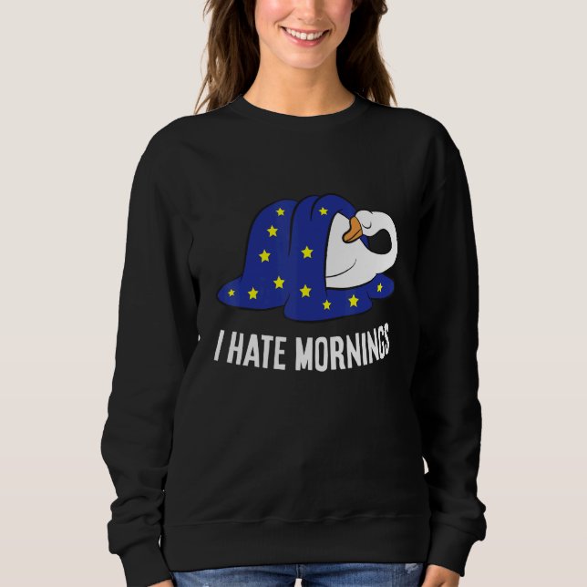 Goose Tired  Goose I Hate Mornings T Shirt (Framsida)