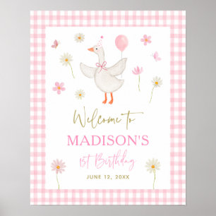 Goose Vår Rosa Daisy Första födelsedag Välkommen Poster