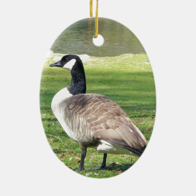 Goose vid vattenfronten, Wildlife Animals, Nature Julgransprydnad Keramik (Baksidan)