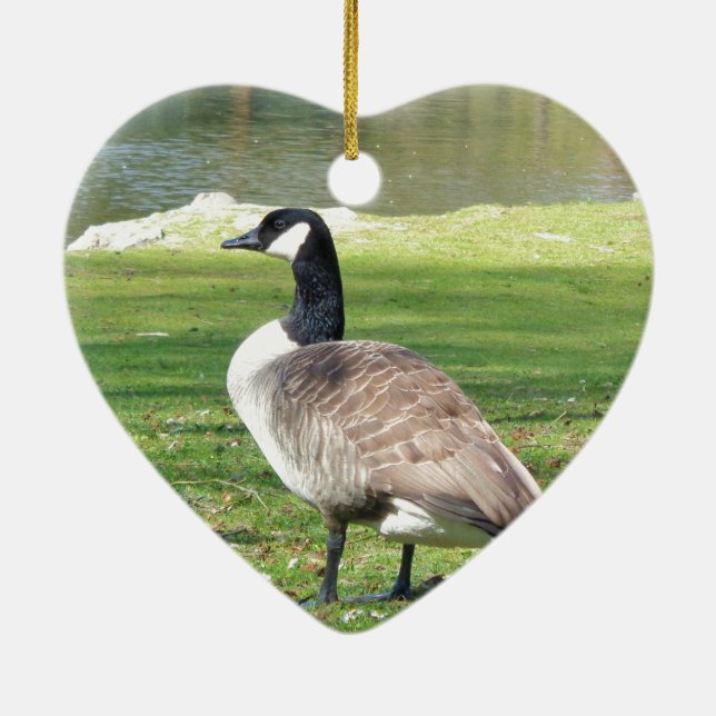Goose vid vattenfronten, Wildlife Animals, Nature Julgransprydnad Keramik (Baksidan)