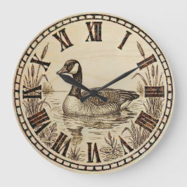 Goose Wall Clock - Serene Lake Glide Stor Klocka