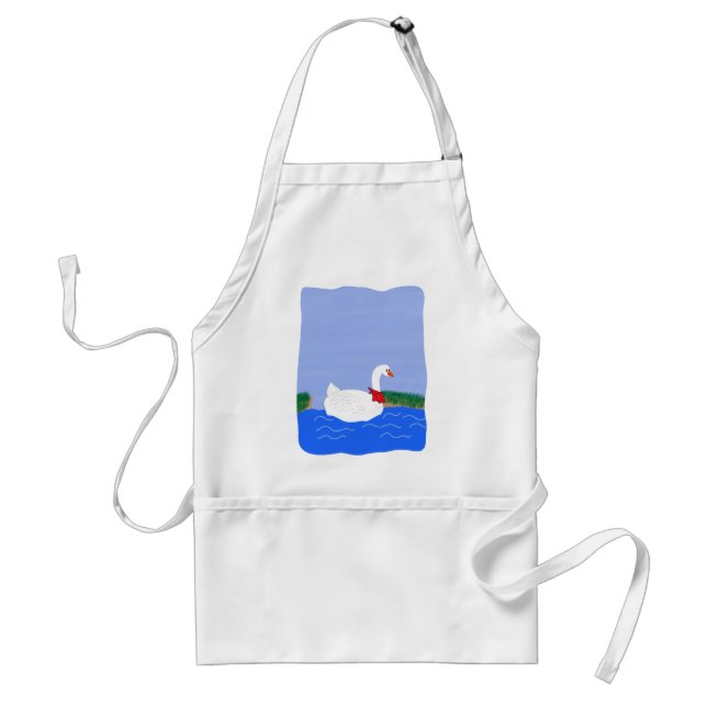 Goose White i Sjö Tecknad Art Förkläde (Framsidan)