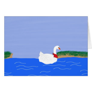 Goose White i Sjö Tecknad Art Hälsningskort