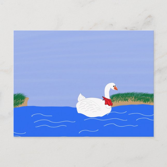 Goose White i Sjö Tecknad Art Vykort (Framsida)