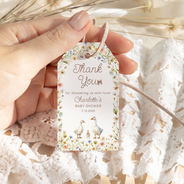 Goose WildblommBaby Shower Tack Gift Märkre Presentetikett (Skapare uppladdad)